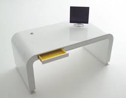 Furniture Modern White Curve Computer Table Design With Hidden Yellow Drawers Ideas Cool Computer Desk Design Ideas For Moder Văn Phong Ban Lam Việc Sang Trọng