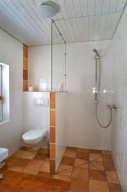 Walk In Shower Half Bricked Bricked Shower Duschabtrennung Glaswand Badezimmerideen