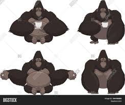 The ape has a serious look on his face. Set Funny Gorilla Vector Photo Free Trial Bigstock