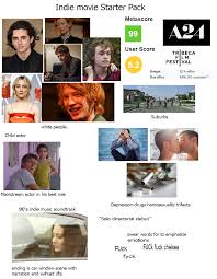 Submitted 2 years ago by s0mnambulance. Indie Movie Starterpack Starterpacks
