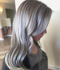 I have a client that has grey hair and her base shade is a 7 so she has grey hair and the brown shade, and she wants to go up to a. 60 Shades Of Grey Silver And White Highlights For Eternal Youth Dark To Light Hair Ice Blonde Hair Hair Color Grey Silver