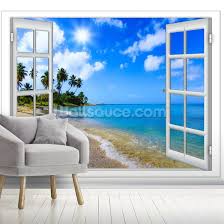 Customize and personalise your desktop, mobile phone and tablet with these free wallpapers! Paradise Beach Fenster Ansicht Wallpaper Wallsauce De