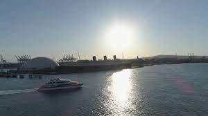 Boat Cruise Passing Long Beach Marina By Aerial Drone Stock Footage Long Beach Passing Boat Cruise Beach Long Beach