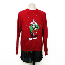 Vintage 90s Sylvester The Cat Christmas Sweatshirt Red Large Etsy Christmas Sweatshirts Sweatshirts Sweaters