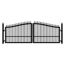 Mighty Mule St Augustine 16 Ft W X 5 Ft H 2 In Powder Coated Steel Dual Driveway Fence Gate G2516 Kit The Home Depot Wrought Iron Driveway Gates Driveway Gate Driveway Fence
