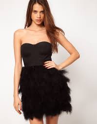 Feather Skirt Dress Black Feather Dress Fashion Strapless Dress Formal