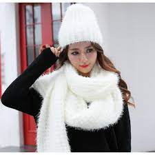 Click To Buy Jzhifiyer Knitted Scarfs Hat Sets Designer Winter Plain Scarves Caps Womens Round Sc Winter Knit Scarf Fashion Womens Fashion Dresses Casual