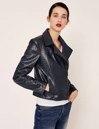 Armani Exchange Pyramid Embossed Biker Jacket Blouson Jacket For Women A X Online Store Jackets For Women Jackets Biker Jacket
