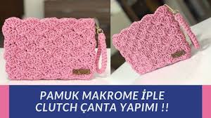 Pamuk Makrome Iple Shell Stitch Clutch Canta Yapimi Youtube Tig Desenleri Canta Krose