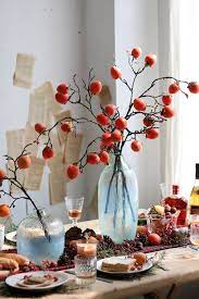 仿真柿子枝垂枝柿子装饰新年果实插花in 2021 table decorations decor home decor