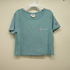 Champion Size Xs Womens Light Blue Classic Crew Short Sleeve Crop Top T Shirt Champion Croptop Summer Short Sleeve Cropped Top Top Summer Outfits Crop Tops