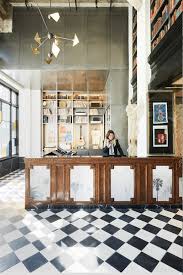 Located In The United Artists Building And Crafted By Design Firm Commune The Ace Downtown La S Lobby Hotel Interiors Hotel Interior Design Los Angeles Hotels