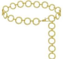 Ladies Metal Oval Circle Chain Belt, Gold | O/S - 39 End To ...