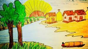 How to draw village life. Village Drawing And City Drawing Amazing Video Youtube