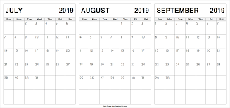 Edit Printable July August September 2019 Calendar August Calendar June 2019 Calendar Calendar Template