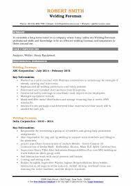 Welding Foreman Resume Samples Qwikresume