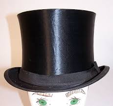 Vintage Victorian Gentlemen Black Silk Collapsible Opera Top Hat Top Hat Victorian Gentleman Art Deco Style Weddings