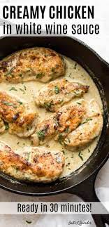 Tender Pan Fried Chicken With A Creamy White Wine Sauce Is A Little Taste Of Heaven It S Quick An Cooking Wine Recipes Creamy Chicken Recipes Chicken Recipes