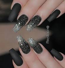 40 Most Trendy And Attractive Night Black Nails Art Acrylic Nails Matte Nails For Prom Nail Desi Prom Nail Designs Black Nail Designs Coffin Nails Designs