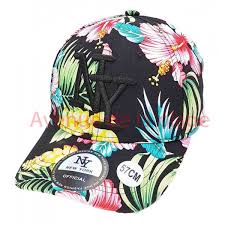 Charme résolument rétro et style ultra tendance ! Casquette Ny Fleurie Hibiscus Visiere Arrondie Casquettes New York