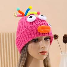 knit beanie cute cartoon skull cap lightweight