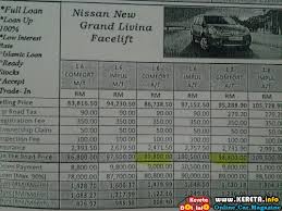 Nissan serena hybrid 2.0at mpv continue loan kereta sambung bayar. Nissan Malaysia Car Price List Livina Sentra Urvan Xtrail Frontier Navara Teana Sylphy Monthly Installment