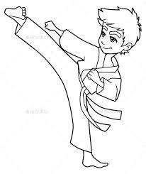 Karate Kick Boy Line Art Martial Arts Kids Karate Kick Karate Boy
