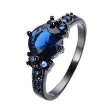 Womens Black And Blue Ring 6 80 Ct Blue Sapphire Crystal Wedding Ring Women S 10kt Black Gold Filled Sz6 10 Black Wedding Rings Wedding Rings For Women Wedding Rings Vintage