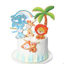 Amazon Com Jungle Safari Animal Cake Decorations Animal Theme Happy Birthday Cake Topper Lion Monkey Cupcake Toppers Picks For Animals Party Baby Showers Birthday Party Grocery Gourmet Food