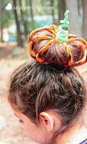 Halloween Hair Style Pumpkin Top Bun Halloween Hair Crazy Hair Days Wacky Hair Days