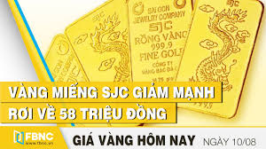 Gia Vang Hom Nay 10 8 2020 Vang Miếng Sjc Giảm Mạnh Rơi Về 58 Triệu đồng Fbnc Youtube