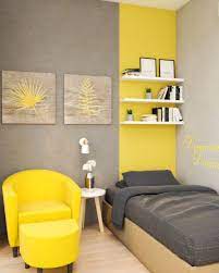 If you are painting a teen bedroom that is tiny, then opt for cool, neutral tones like grey and combine them with deftly placed. Grey And Yellow Small Bedroom With Couch Roomdsign Com