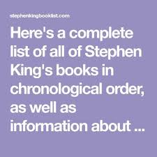 Here S A Complete List Of All Of Stephen King S Books In Chronological Order As Well As Information About Stephen King Books King Book All Stephen King Books