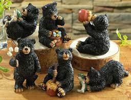 Black bears, grizzly bears and brown bears. Set Of 6 Northwoods Black Bear Collectible Figurines Bear Decor Black Bear Decor Bear Bathroom Decor