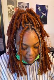 🌟 A little Honey & Cinnamon for your timeline 🌟 🌟Get the look: Book  shoulder-length distressed locs 🌟 Color: 350 with hints of 27 🌟  Longevity: 1-2 months with proper care and