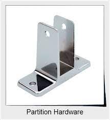 Granite partitions are combined with stainless steel components for a formal bathroom design. Replacement Partition Hardware In Stock Expert Staff