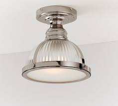 Custom Industrial Ribbed Glass Flush Mount Pottery Barn