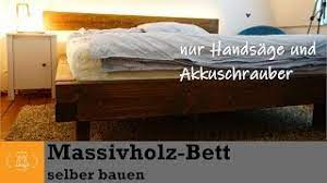 Im schlafzimmer fehlt stauraum, unter dem bett ist platz, aber es gibt kein passendes bett? Diy Massivholz Bett Selber Bauen Bett Bauen Mit Wenig Werkzeug Youtube