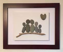 Pebble Art Family Of Five Canvas Family Sculpture Etsy Pebble Art Pebble Art Family River Rock Crafts