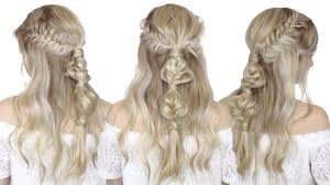 To get this look at home, begin by creating two french braids, keeping the hair close to your head so that your braids lay flat. How To Half Up Half Down Festival Hair Tutorial Fishtail Braid Youtube