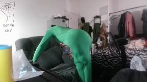 Engelli eşcinsel sıkı spandeks vücut takım elbise cums