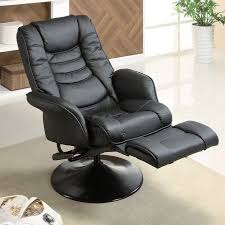 Casual Black Faux Leather Swivel Recliner Walmart Com Swivel Recliner Small Recliner Chairs Swivel Recliner Chairs