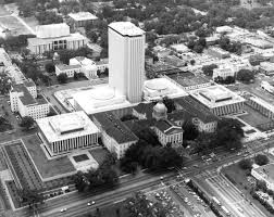 New capitol building is located in tallahassee. Florida Memory Aerial View Of Florida S Capitol Center Prior To Restoration Of The Old Capitol Building Tallahassee Florida