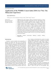 The act also provides for animal cruelty which in this context also applies to wildlife in zoos. Pdf Application Of The Wildlife Conservation 2010 Act 716 The Malaysian Experience
