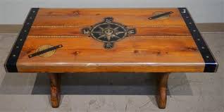 Designer nautical coffee table cafe decor with mariner star hand painted 3' diam. Lot Nautical Style Acrylic Coated Brass And Black Strap Mounted Coffee Table