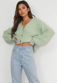 Get free patterns for trendy knit and crochet projects! Green Fluffy Knit Cardigan Missguided