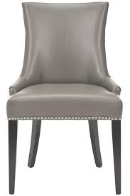 Becca Nailhead Dining Chair Accent Chairs Seating Living Room Dining Chairs Grey Leather Dining Chair Leather Side Chair