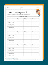 1 Und 2 Vergangenheit Vergangenheit Arbeitsblatter Grundschule Unterrichten