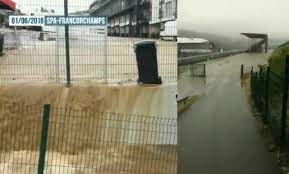 The circuit was already battered by flooding . Massive Flood At Spa Circuit In Belgium After Heavy Rain Sportvideos Tv