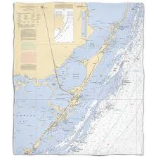 Island Girl Fl Key Largo Fl Nautical Chart Fleece Throw